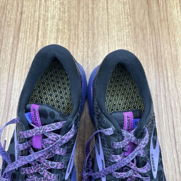 Brooks Womens Ghost 14 Black Ebony Leopard Purple Running Sneakers Size 7.5 B - Picture 7 of 8